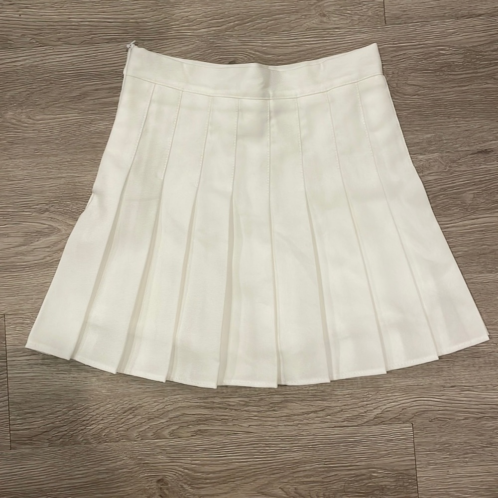 NEW White Pleated Short Skirt Skort shorts under skirt - Picture 1 of 7
